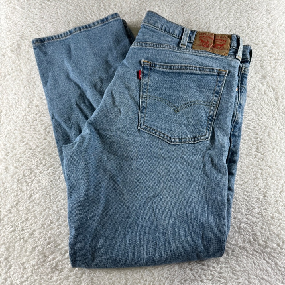 Levi's 513 Slim Straight Jeans Mens 38x30 Light‎ Medium Wash Blue Denim Red Tab